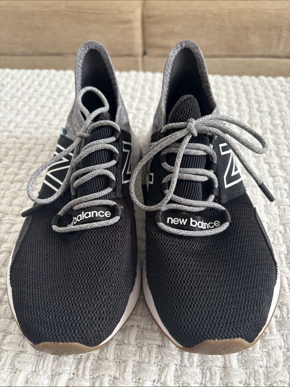 New Balance Men’s Black Sneakers with Gray Laces